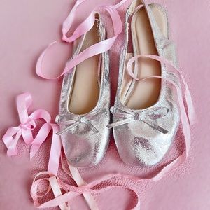 Silver Zara ballet flats
